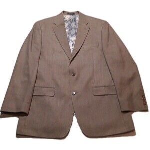 Lauren Ralph Lauren Blazer Mens 44L Tan Sport Coat Jacket Two Button Paisley